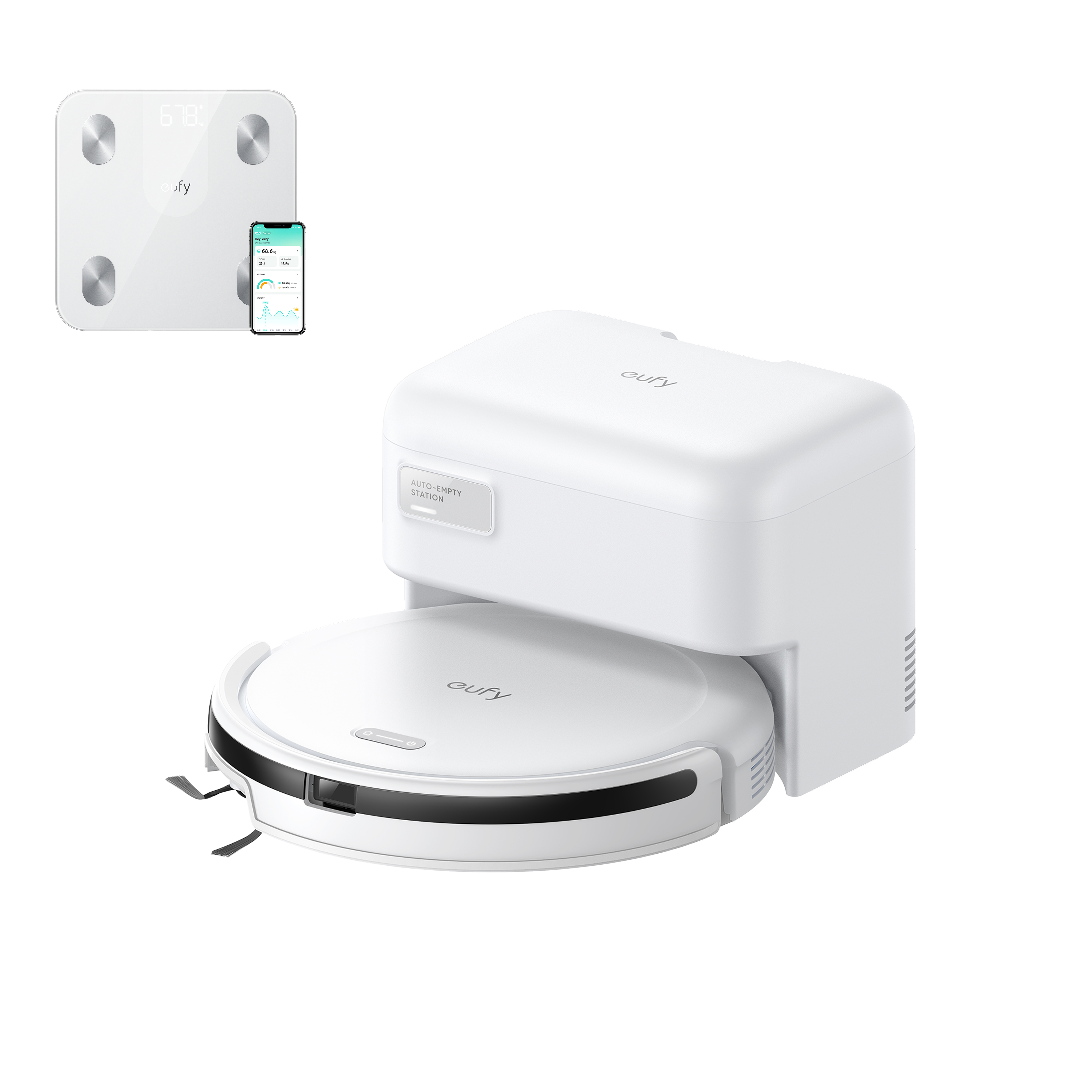 eufy-robot-aspirateur-auto-vidange-c10-balance-connect-e-smart-scale-a1-blanche image 1
