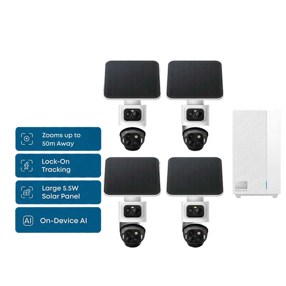 eufy-eufycam-s4-4-cam-kit-eufy-homebase-professional-s1-triple-lens-bullet-ptz-s image 1