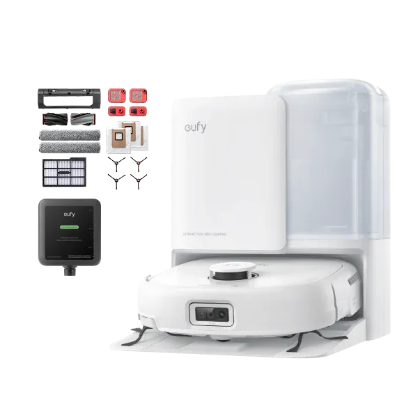 eufy-robot-vacuum-omni-e25-blanc-pack-accessoires-solution-nettoyante image 1
