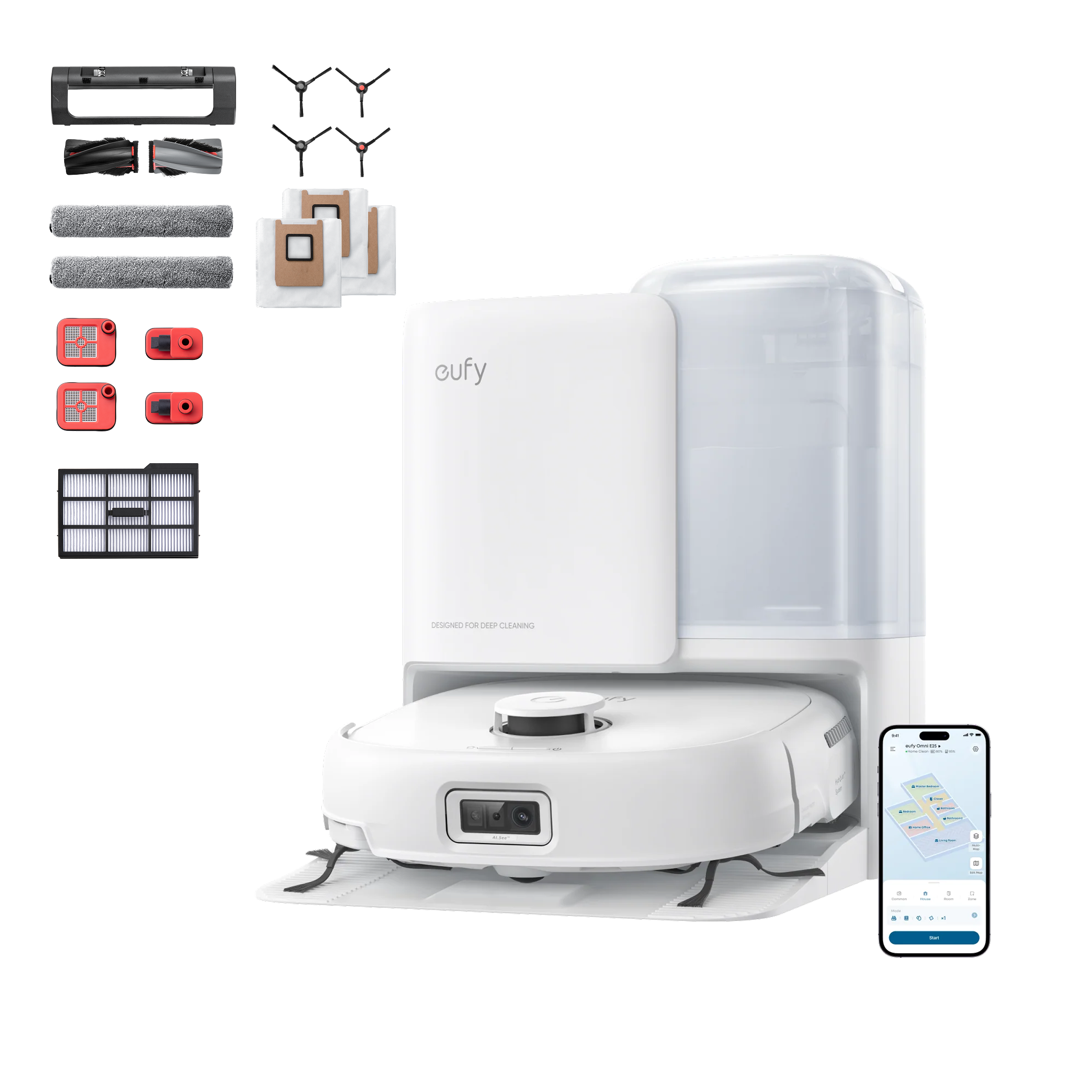 eufy-robot-vacuum-omni-e25-blanc-aspirateur-robot-laveur-avec-kit-accessoires-co image 1