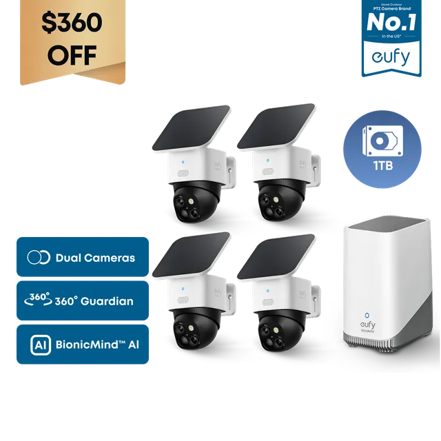 eufy-solocam-s340-pack-4-cam-ras-homebase-s380-disque-dur-1-to-surveillance-sola image 1