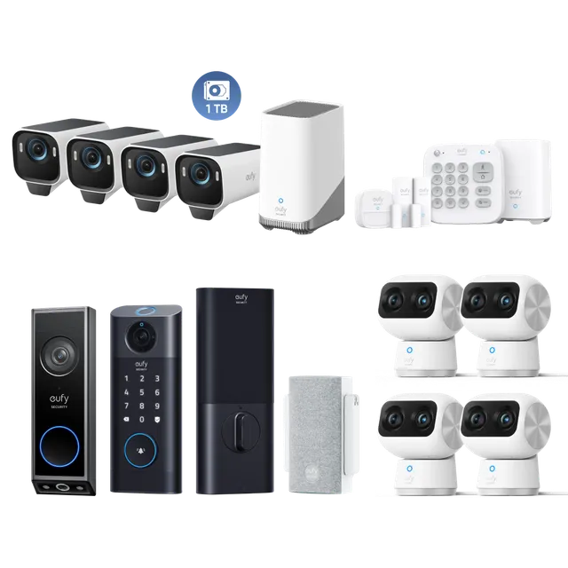 eufy-whole-home-deluxe-bundle-kit-4x-eufycam-s3-pro-4k-sonnette-e340 image 1