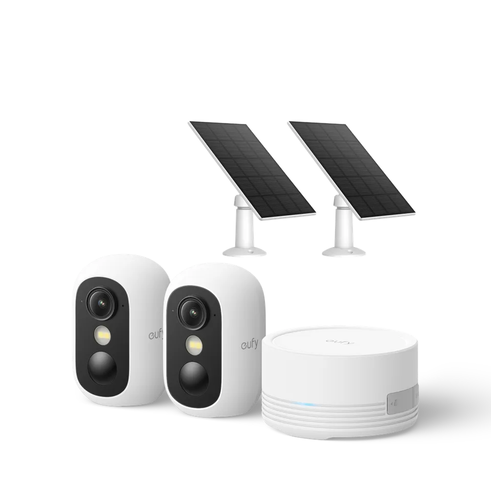 eufy-kit-2-cam-ras-c35-homebase-mini-et-panneau-solaire-ip67-4k image 1