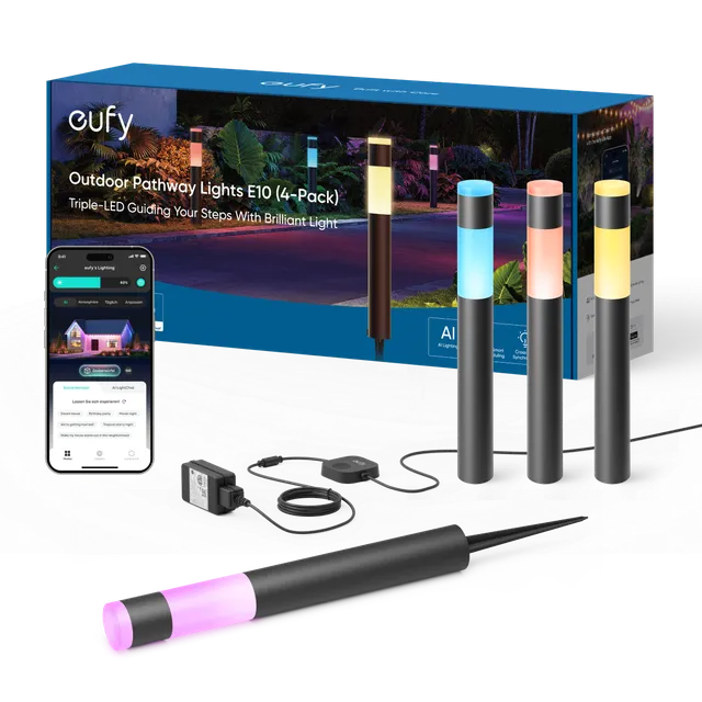 eufy-outdoor-pathway-lights-e10-lot-de-4-bornes-lumineuses-ext-rieures-led-rgb image 1