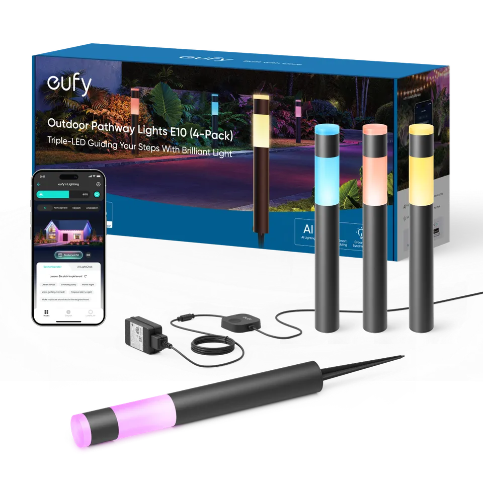eufy-outdoor-pathway-lights-e10-lot-de-4-bornes-lumineuses-ext-rieures-led-rgb image 1