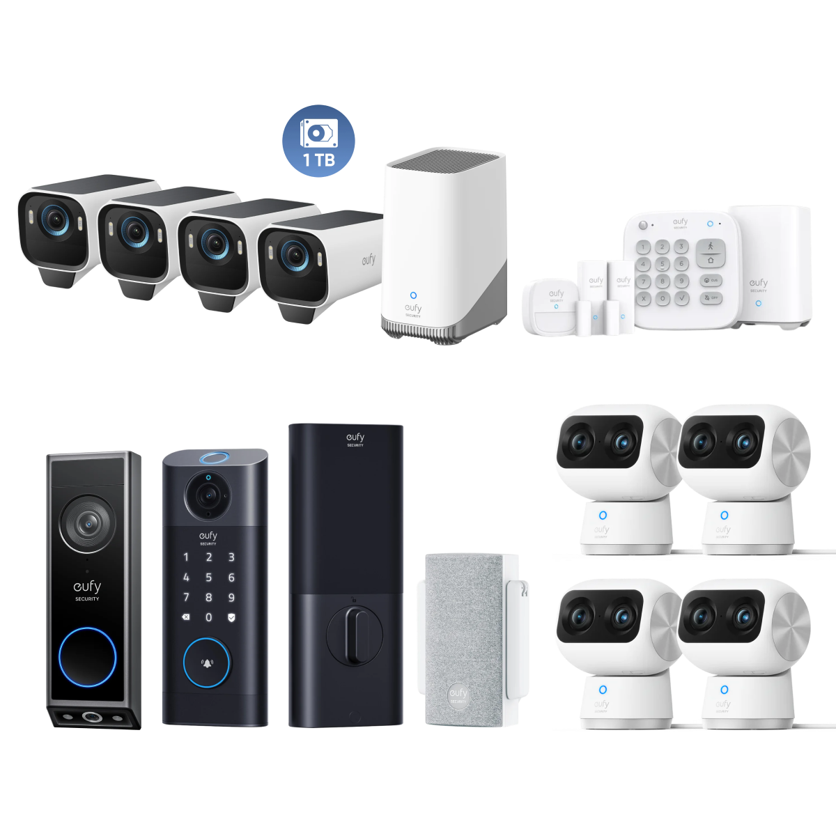 eufy-whole-home-deluxe-bundle-kit-4x-eufycam-s3-pro-4k-sonnette-e340 image 1