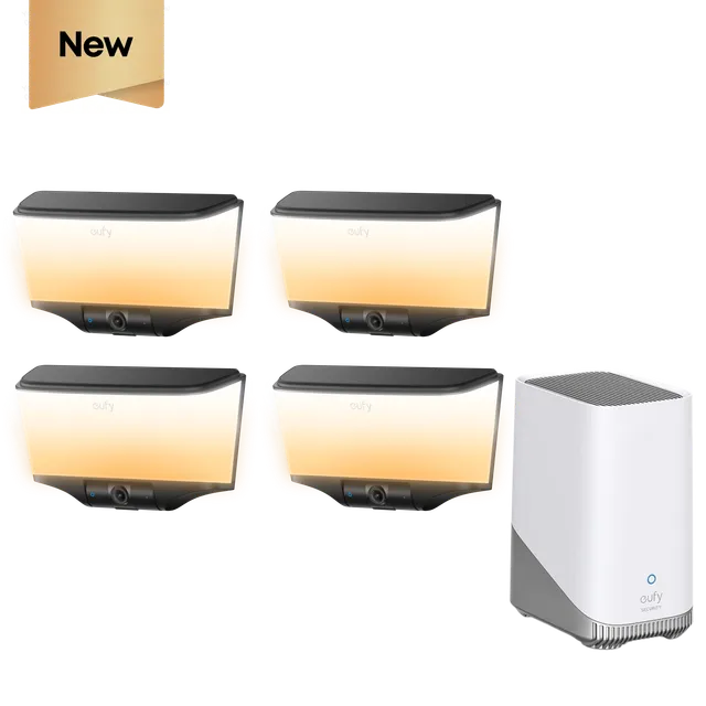 eufy-wall-light-cam-s4-lot-de-4-homebase-s380-kit-clairage-s-curit image 1