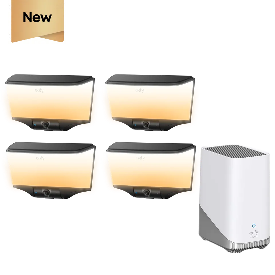 eufy-wall-light-cam-s4-lot-de-4-homebase-s380-kit-clairage-s-curit image 1