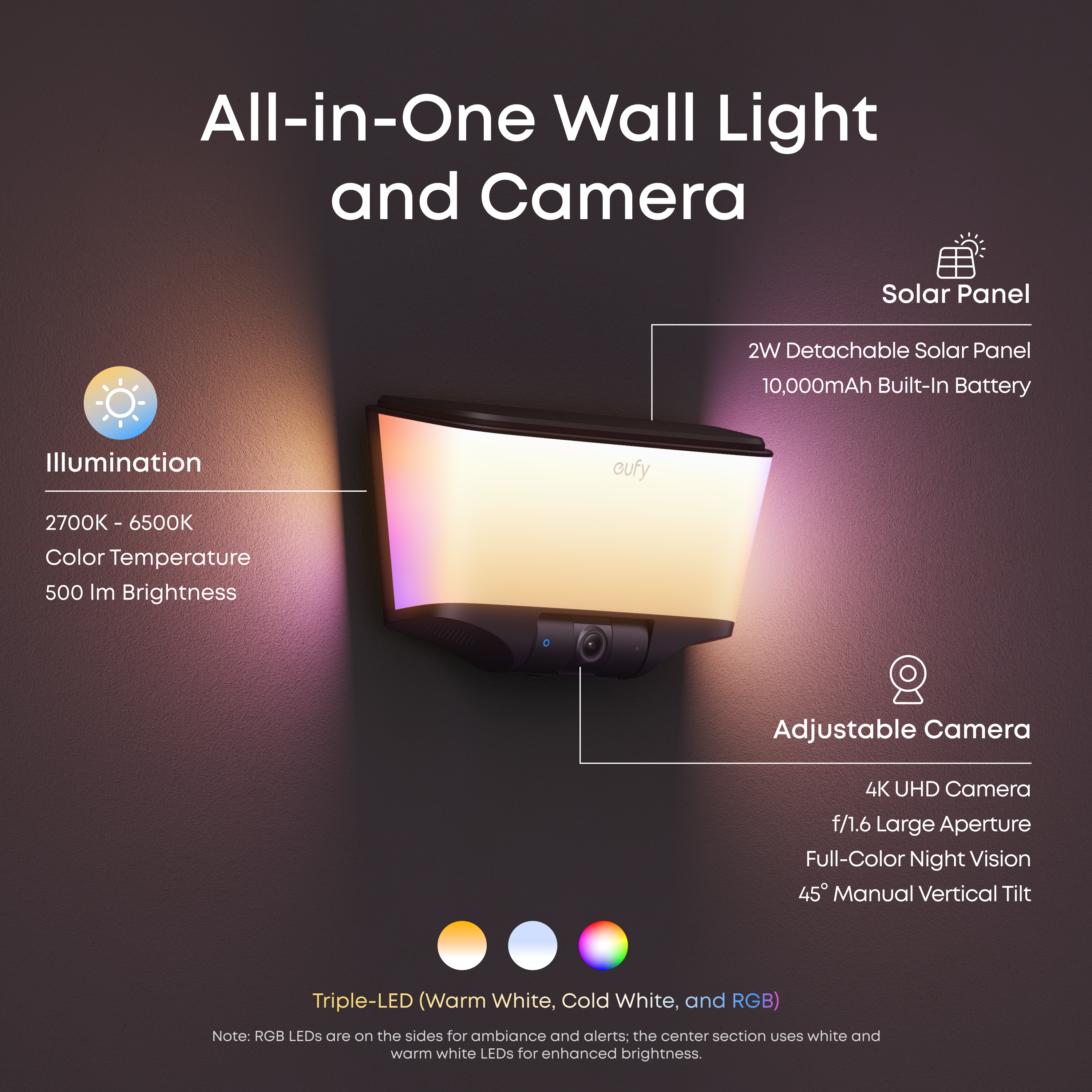 eufy-wall-light-cam-s4-cam-ra-applique-murale-4k-radar image 2