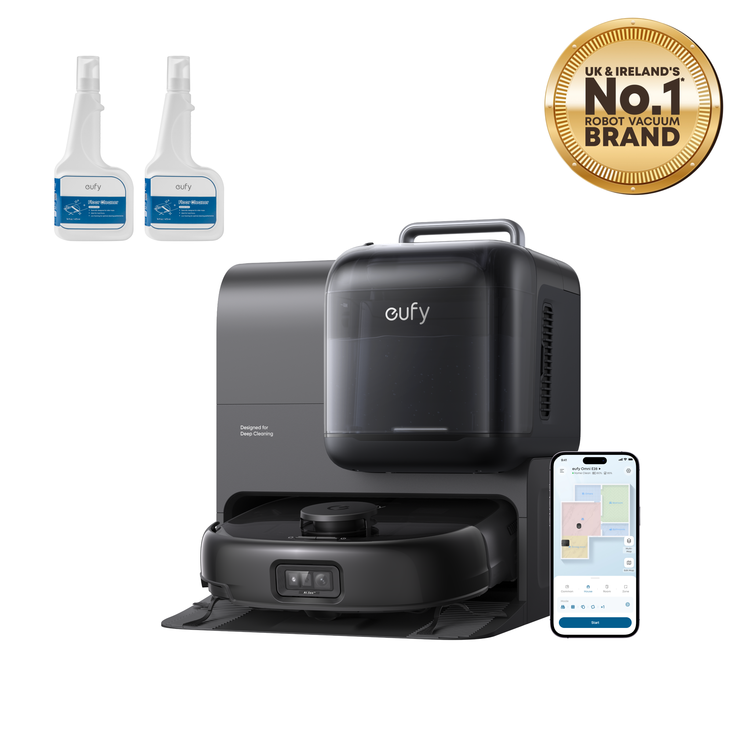eufy-robot-aspirateur-laveur-omni-e28-2-nettoyants-sols-3-en-1-avec-nettoyeur-po image 2