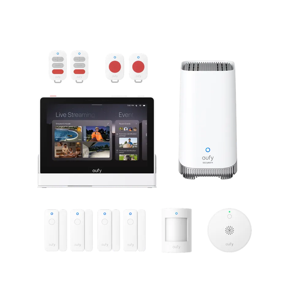 eufy-smart-sensor-hub-bundle-smart-display-e10-homebase-s380-capteurs-fum-e image 1