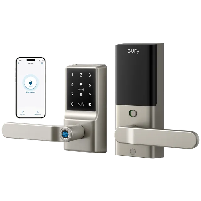 eufy-smart-lock-c33-serrure-connect-e-empreinte-digitale-nickel-avec-poign-e image 1